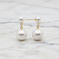 Product information graphic for earrings on a white background, showing two styles with measurements and prices: silver hoop earrings labeled no. P40, 13mm, and gold-tone drop earrings labeled no.