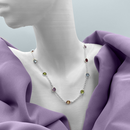 Citrine, Peridot, Amethyst and Blue topaz Semi Precious stone necklace