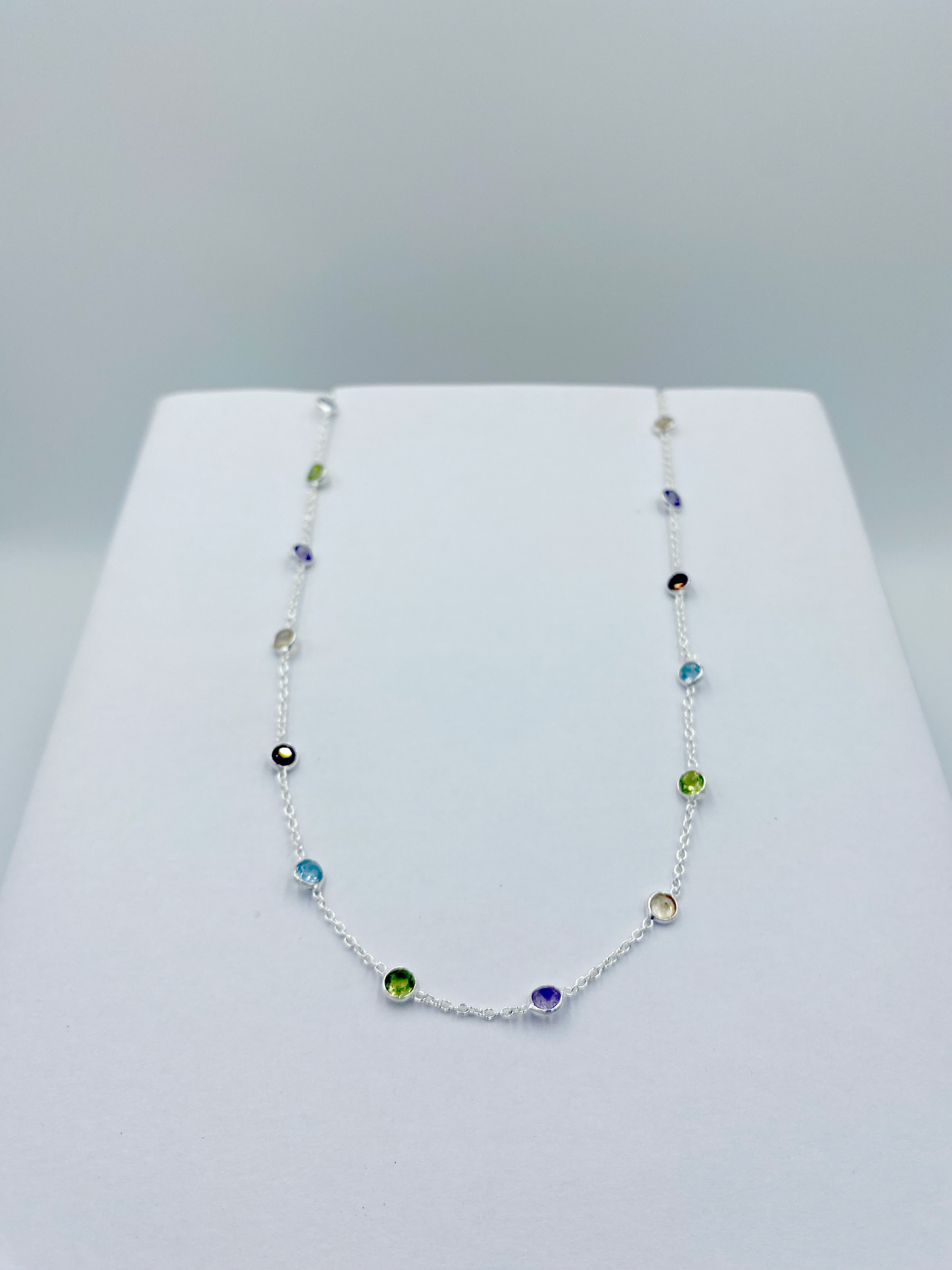 Citrine, Peridot, Amethyst and Blue topaz Semi Precious stone necklace