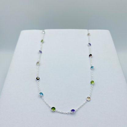 Citrine, Peridot, Amethyst and Blue topaz Semi Precious stone necklace