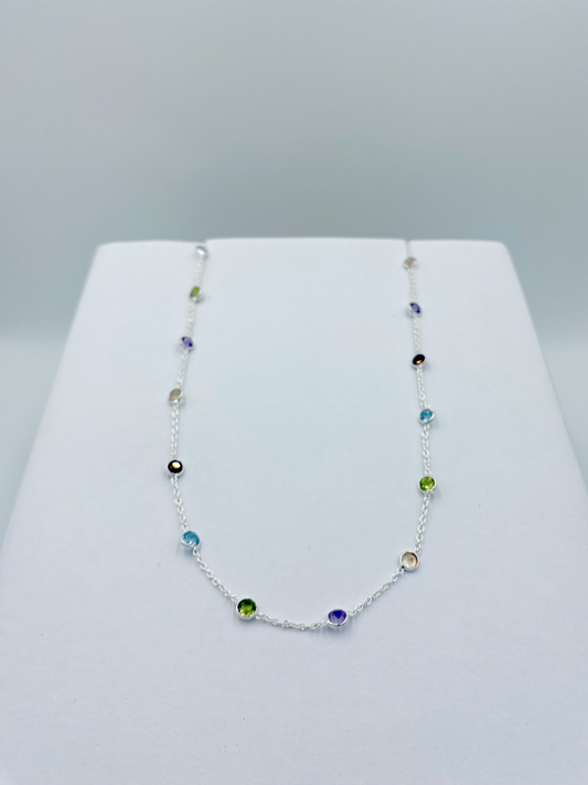 Citrine, Peridot, Amethyst and Blue topaz Semi Precious stone necklace