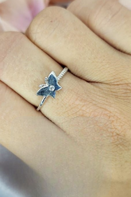 Sterling silver adjustable butterfly ring