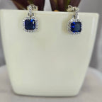 Blue Square Drop Earring