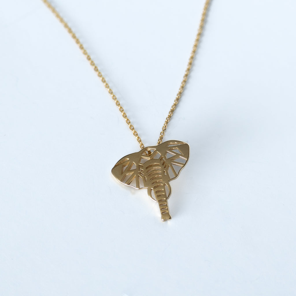 Geo Elephant Necklace In Gold Or Silver
