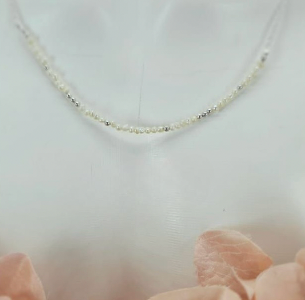 Tiny Freshwater Pearls In Chain Necklace