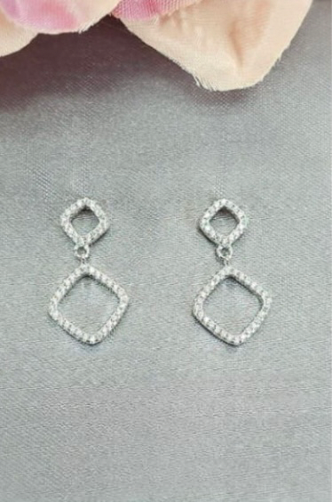 Double Diamond Cubic Zirconia Pavé Drop Earrings
