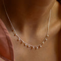 Sterling Silver Necklace With Lots Of Dangling Freshwater Pearls - Terciany 