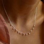 Sterling Silver Necklace With Lots Of Dangling Freshwater Pearls - Terciany 
