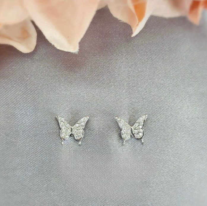 Sterling silver cubic zirconia butterfly studs