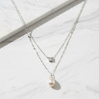 Double Layer Sterling Silver Necklace With Cubic Zirconia - Terciany 