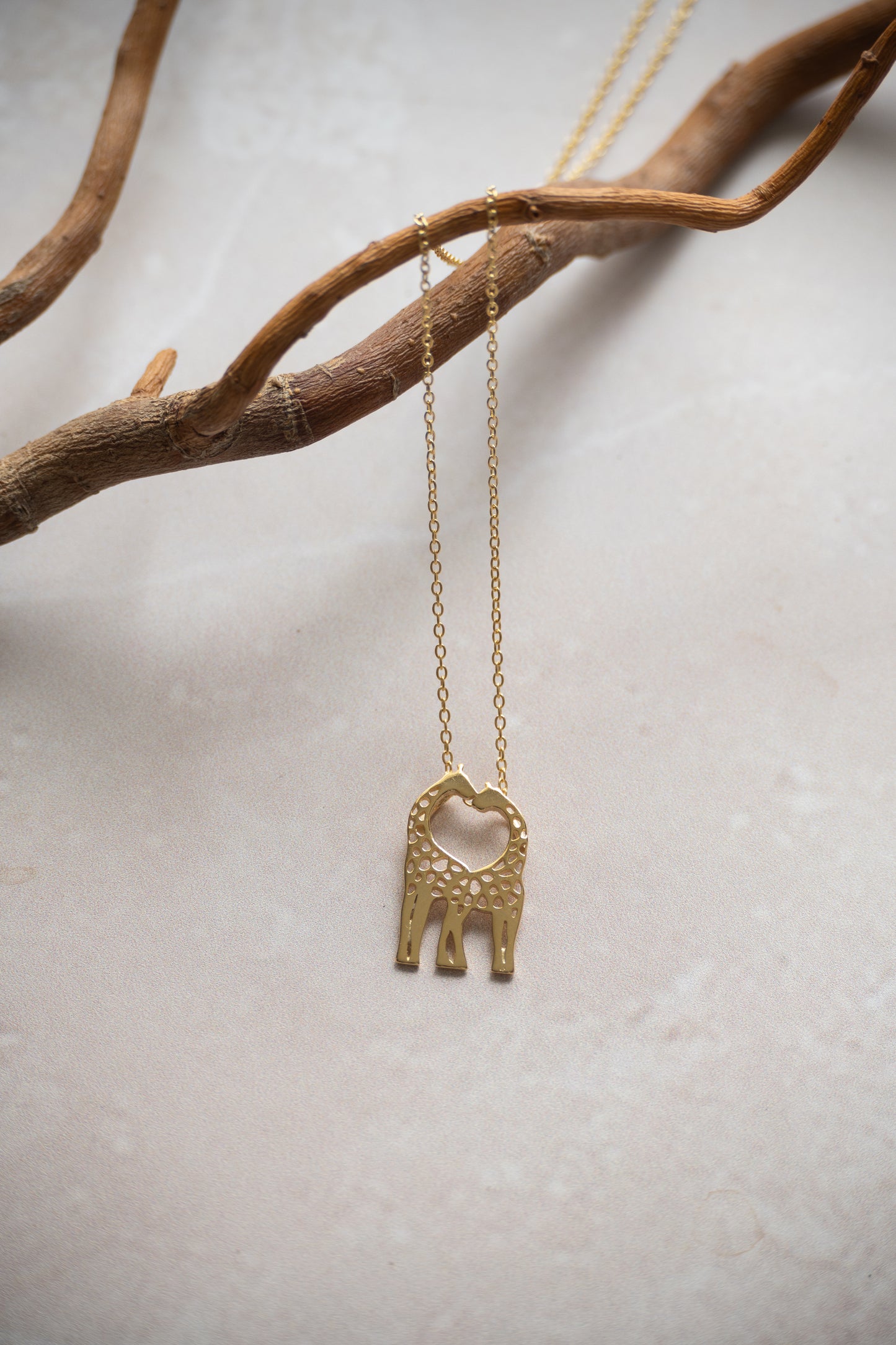 Geo giraffe duo necklace in gold or silver