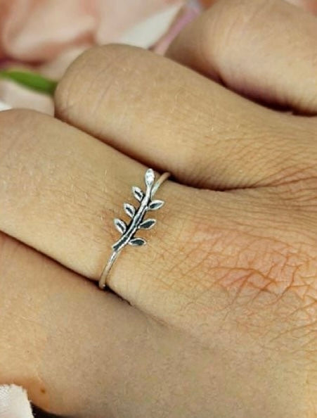Tiny branch Sterling silver ring
