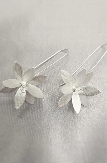 Beautiful flower long drop earrings