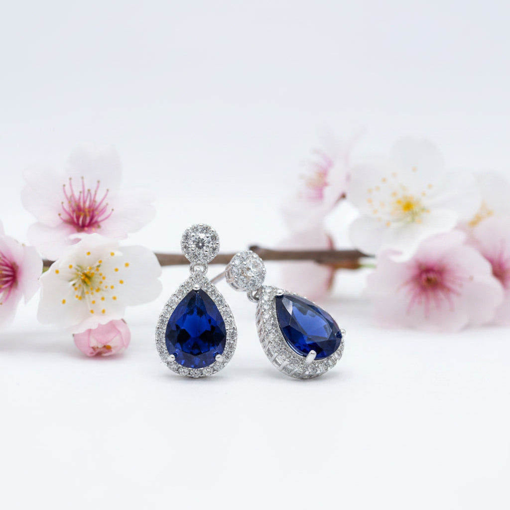 Blue Teardrop Diana Earrings