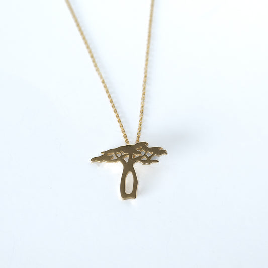 Baobab geo tree necklace in gold or silver