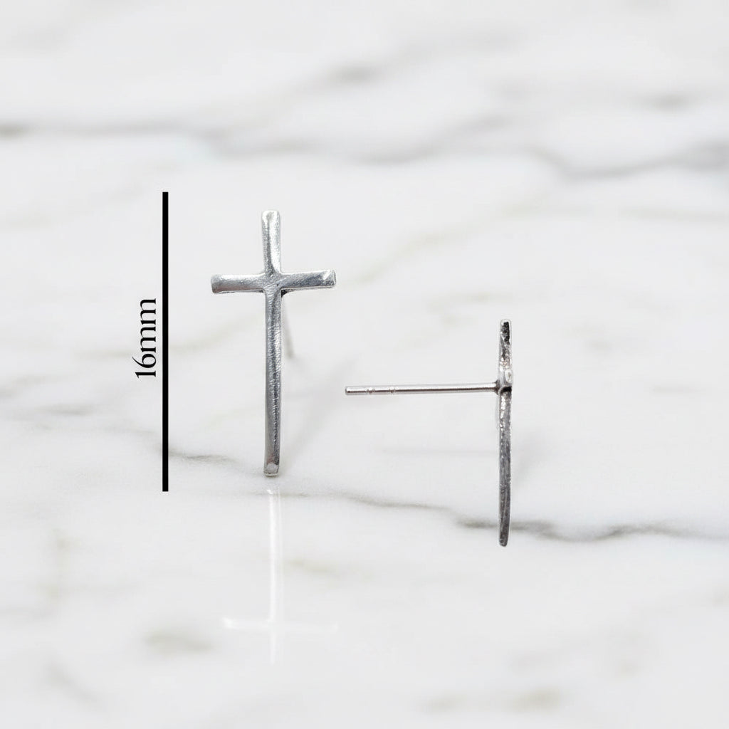 Silver cross stud earrings