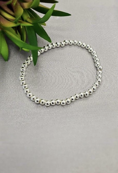 4mm ball bracelet on elastic band