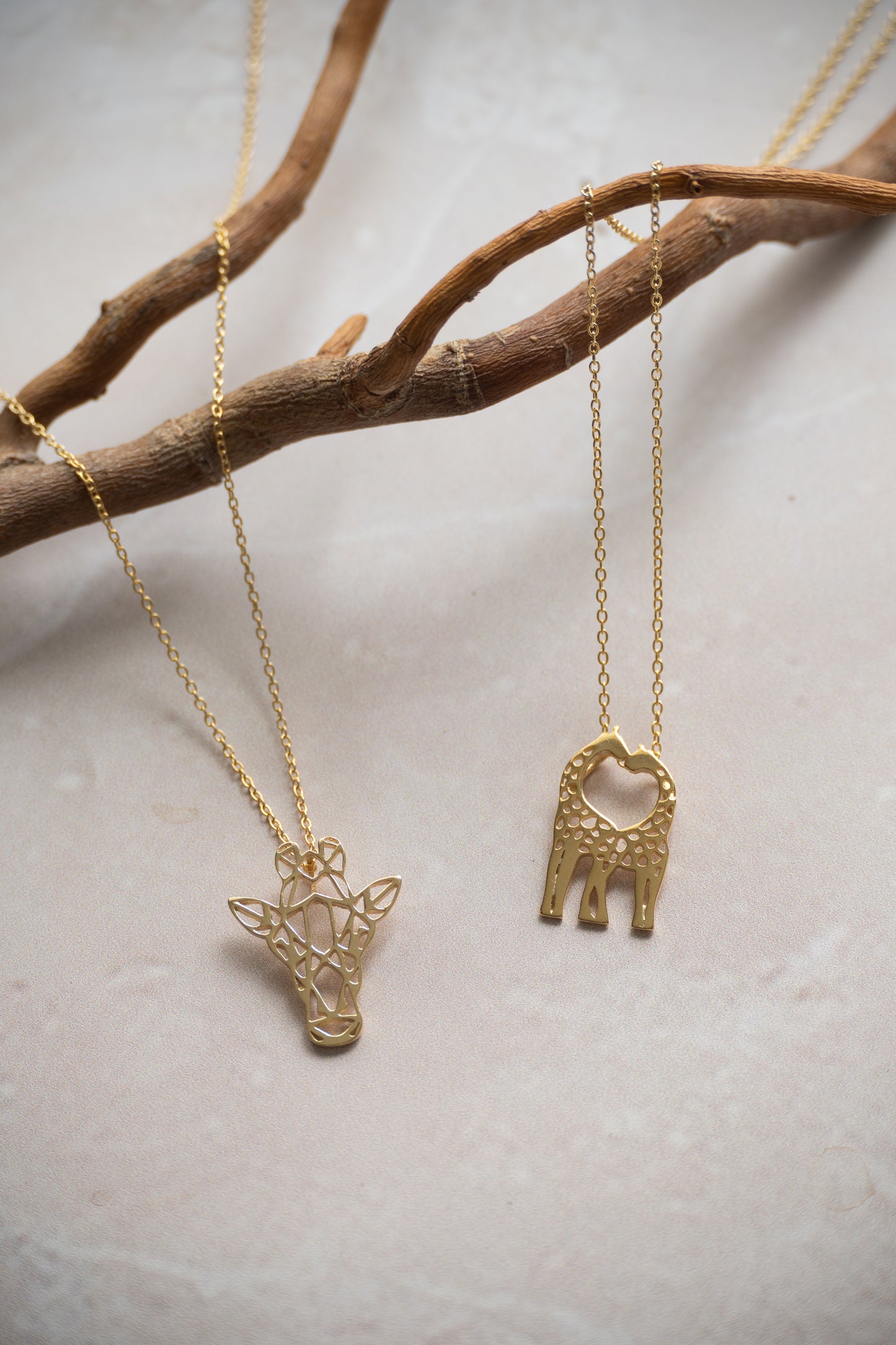 Geo Giraffe necklace in gold or silver