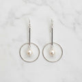 Stunning Round Circle Earrings With Moving Freshwater Pearl - Terciany 