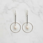 Stunning Round Circle Earrings With Moving Freshwater Pearl - Terciany 