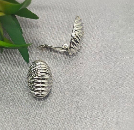 Sterling Silver Patterned Clip On Earrings