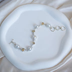 Citrine and freshwater pearl mix bracelet