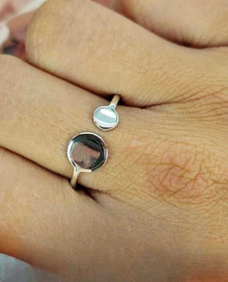 Double circle open size Sterling silver ring