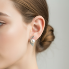 Freshwater Pearl In Bling Leaf Earring - Terciany 