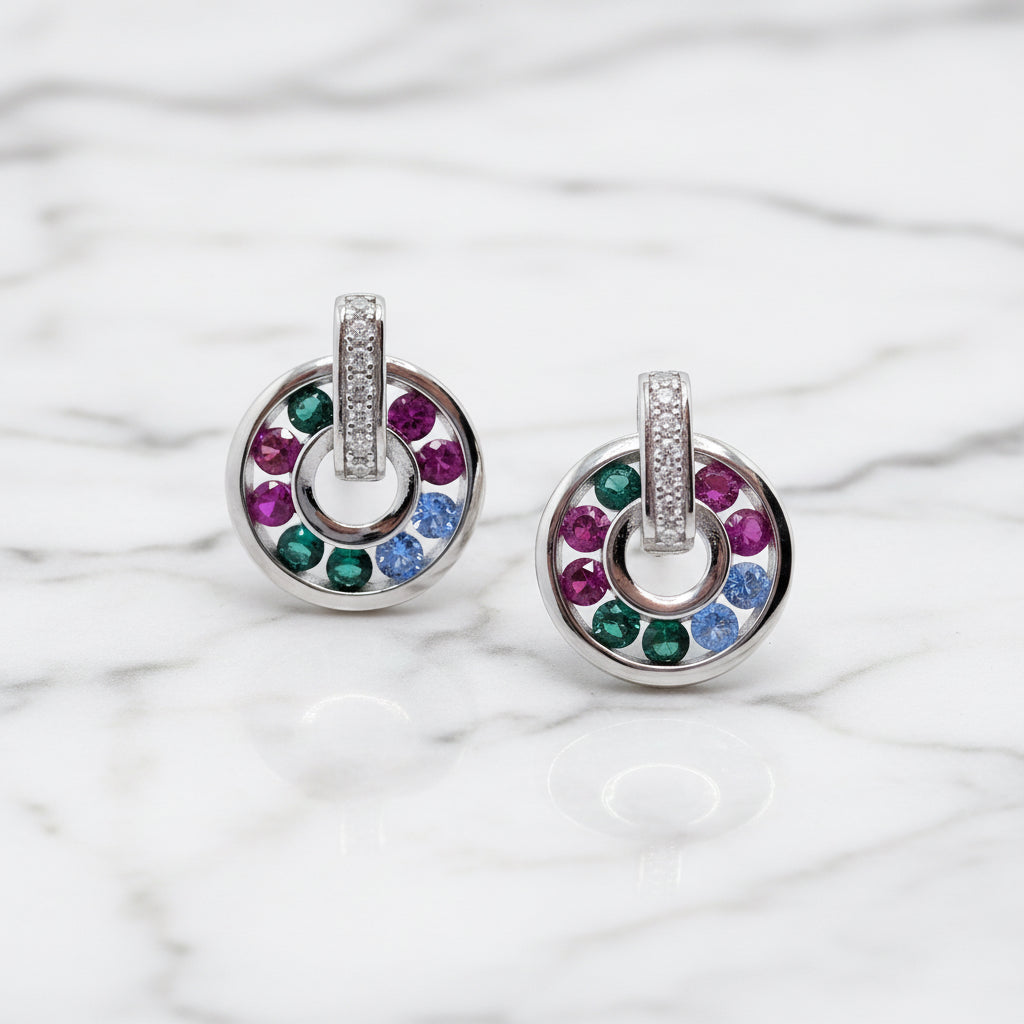 Sterling Silver Circle Drop Earrings - Terciany 