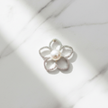 Flower Pendant With Cubic Zirconia Detail And Freshwater Pearl Center - Terciany 