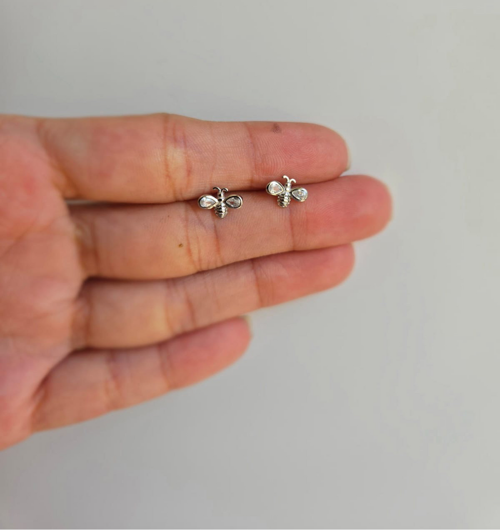 Sterling silver bling butterfly studs