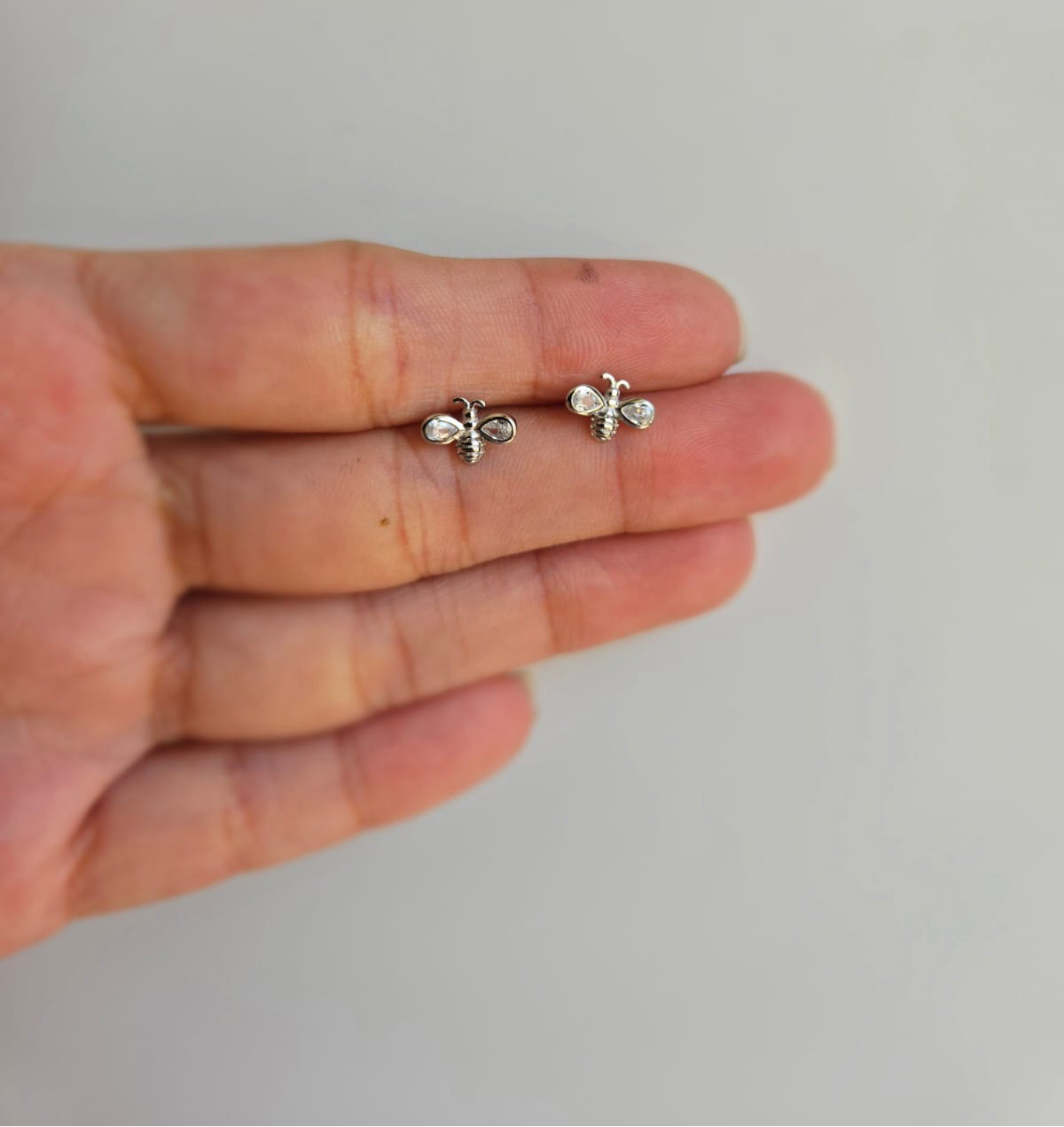 Sterling silver bling butterfly studs