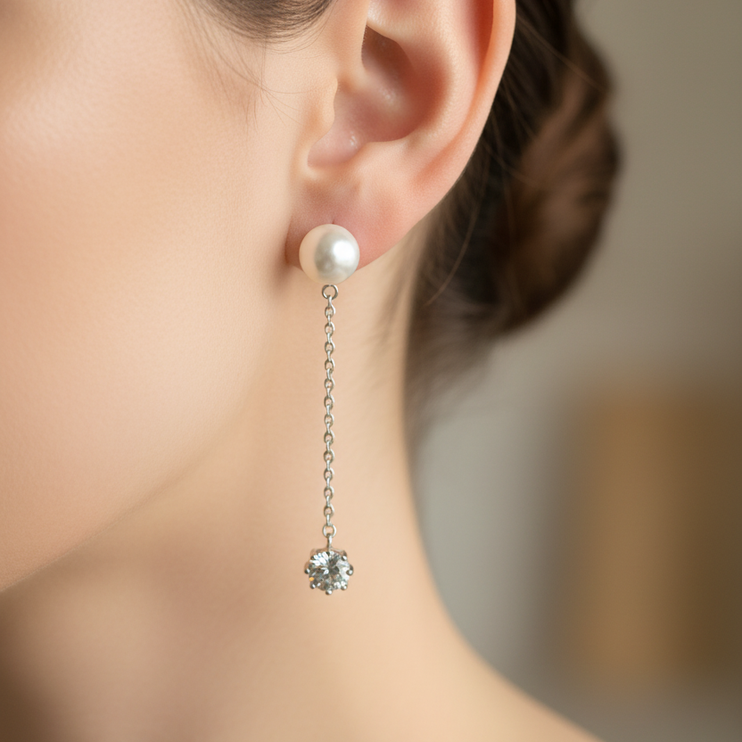 Freshwater Pearls With Separate Chain With Cubic That Can Be Used With The Pearl Stud - Terciany 
