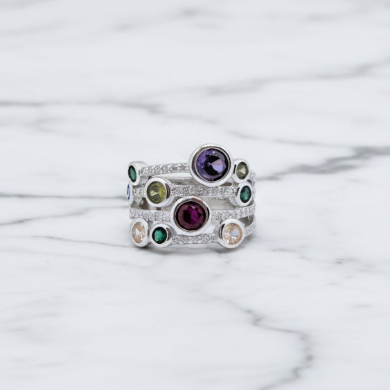 Colour Dot silver ring - Terciany 