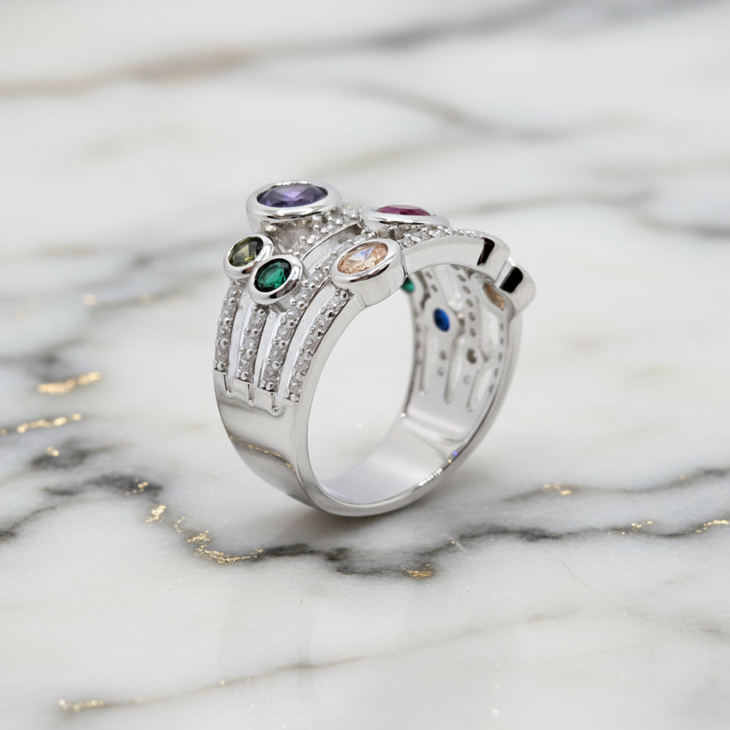 Colour Dot silver ring - Terciany 