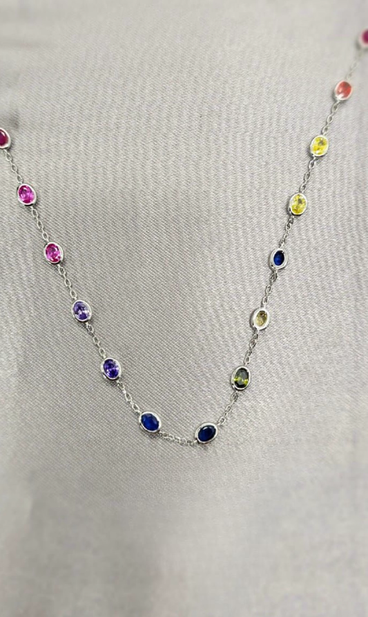 45 cm coloured oval stone necklace