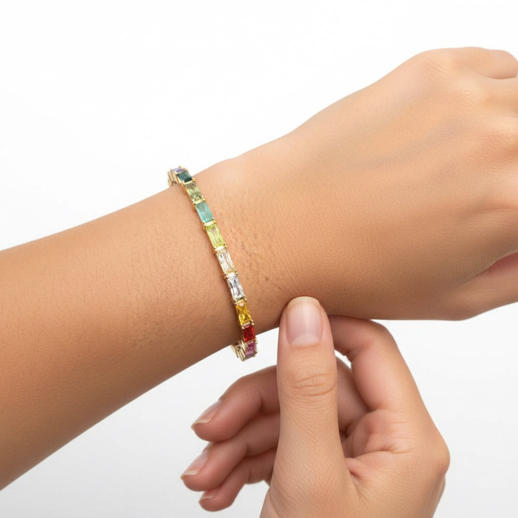 Gold Bracelet With Cubic Zirconia Stones