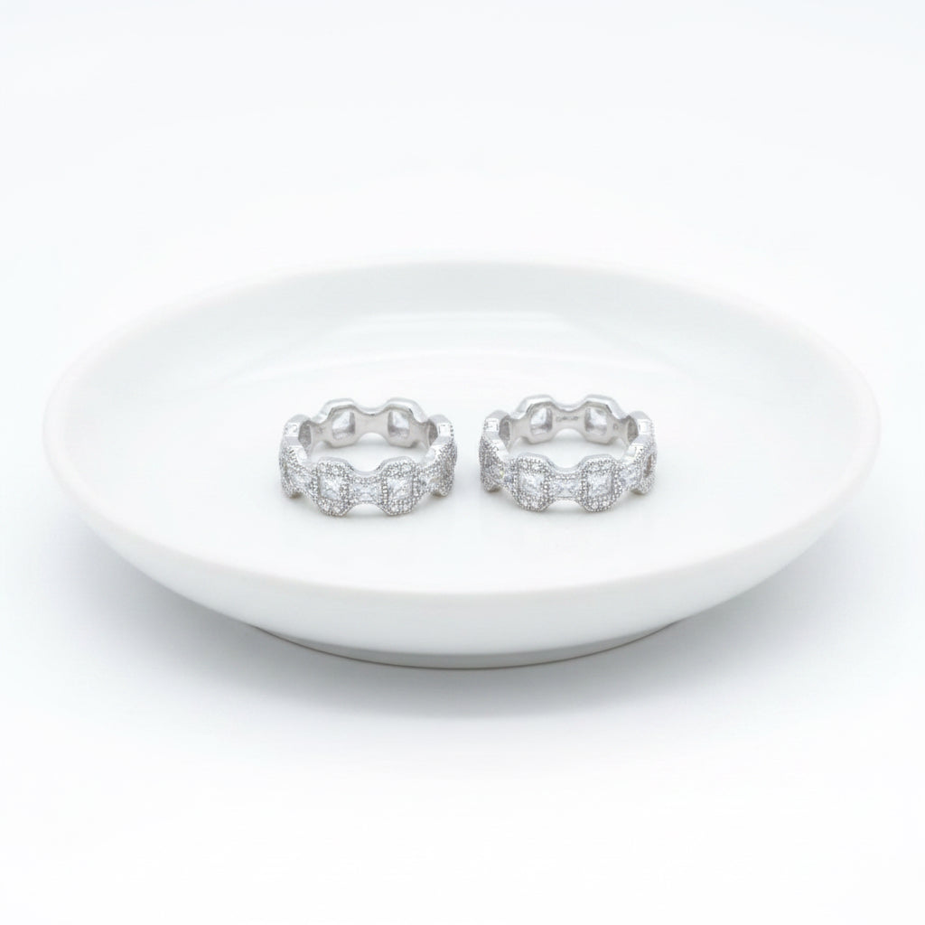 Sterling Silver Cubic Zirconia Pavé Cable Ring