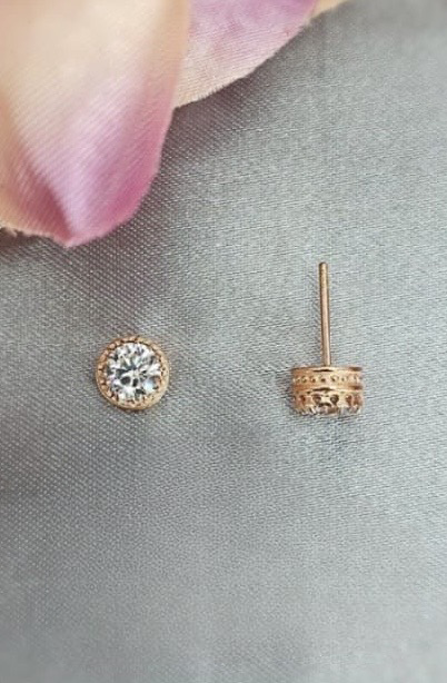 Rose gold cubic zirconia studs