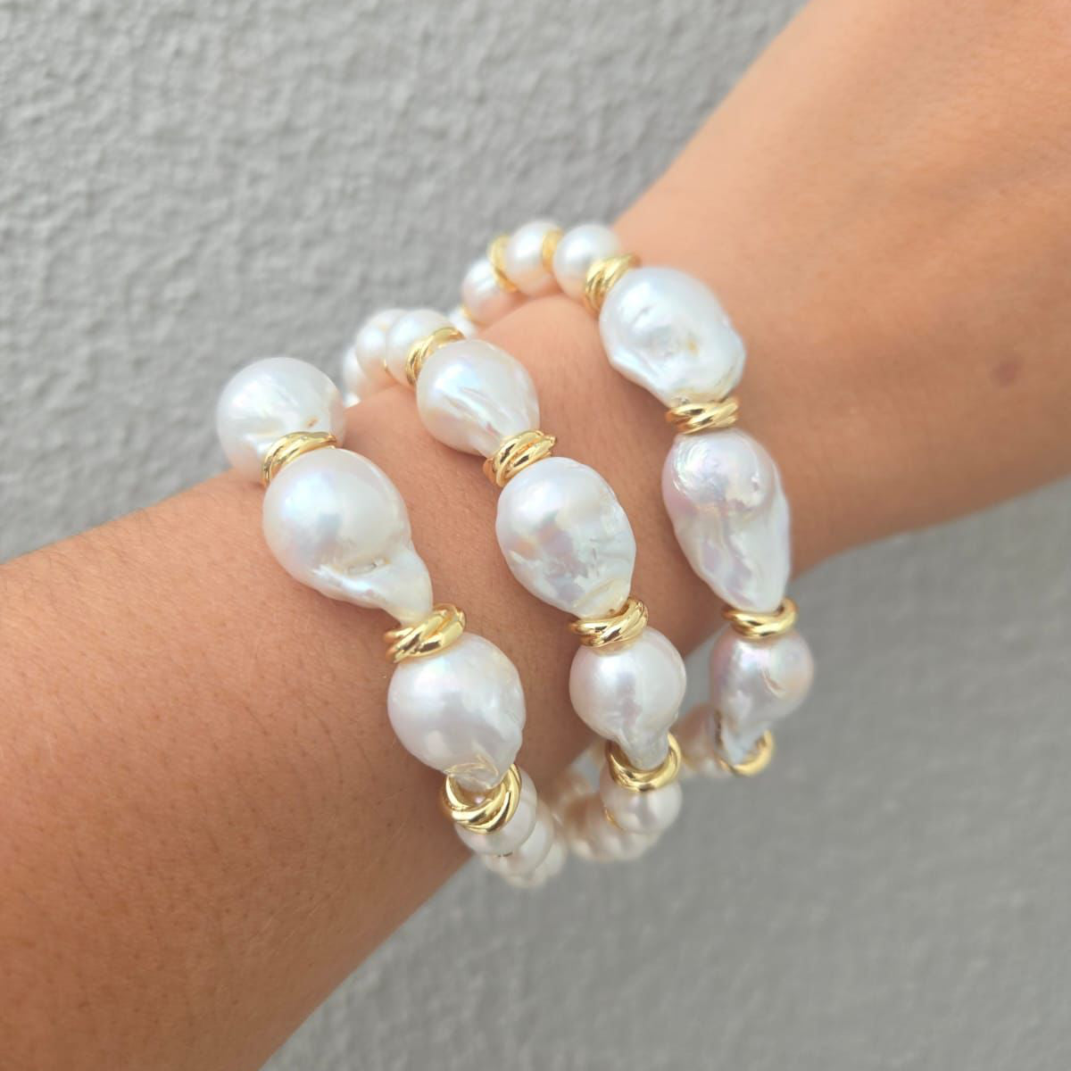 Large Baroque pearl bracelet (There are three on our modals arm) - Terciany 