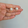 White 12-13 mm Pearl Stud Earrings - Terciany 
