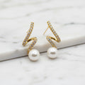 Gold Lightning Earrings With Freshwater Pearls - Terciany 