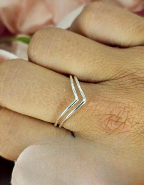 Sterling silver double wishbone ring