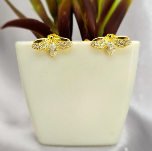 Golden bee stud earrings