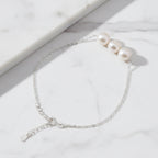 Sterling Silver Bracelet With Three Beautiful Freshwater Pearls - Terciany 