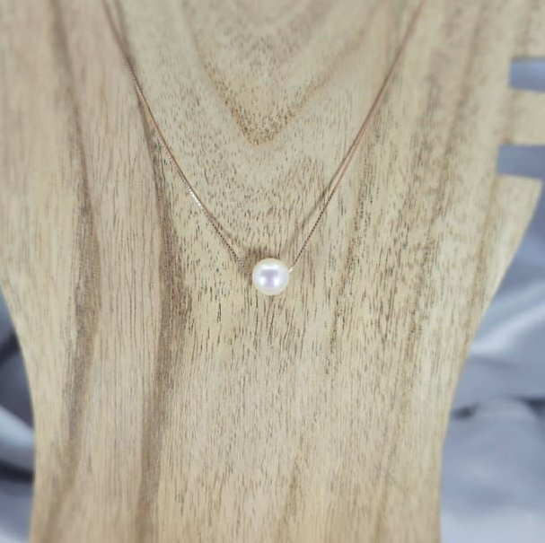 Rose Gold Necklace with Freshwater Pearl - Terciany 
