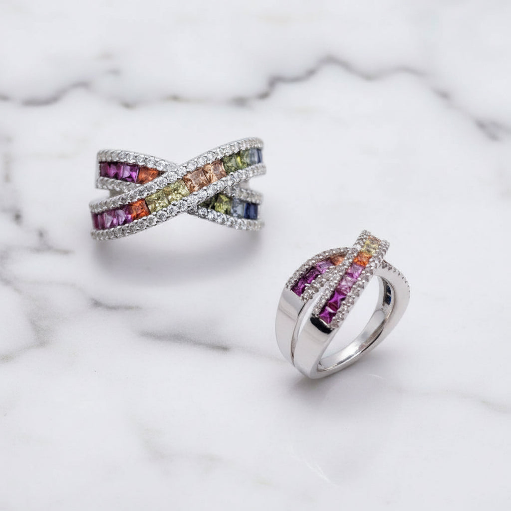 Cross Over Rainbow Ring