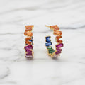 Golden Hoops With Baguette Stones In Front And In Hoop - Terciany 
