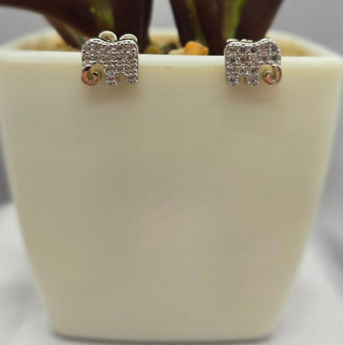Cubic zirconia pavé elephant stud earrings