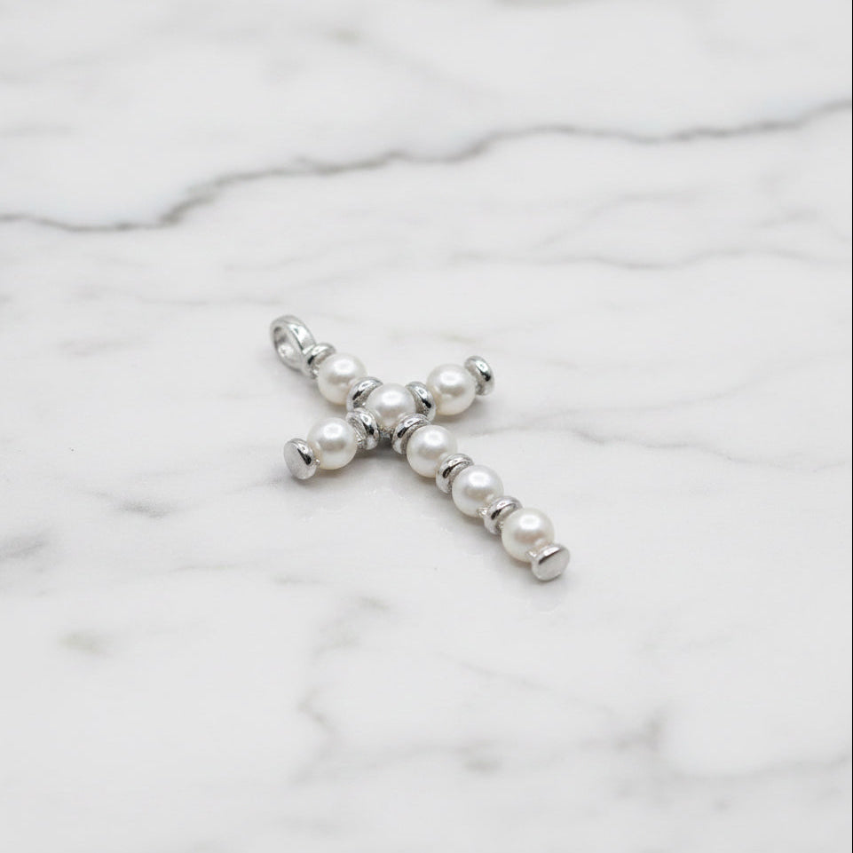 Freshwater Pearl Cross Pendant On Chain - Terciany 